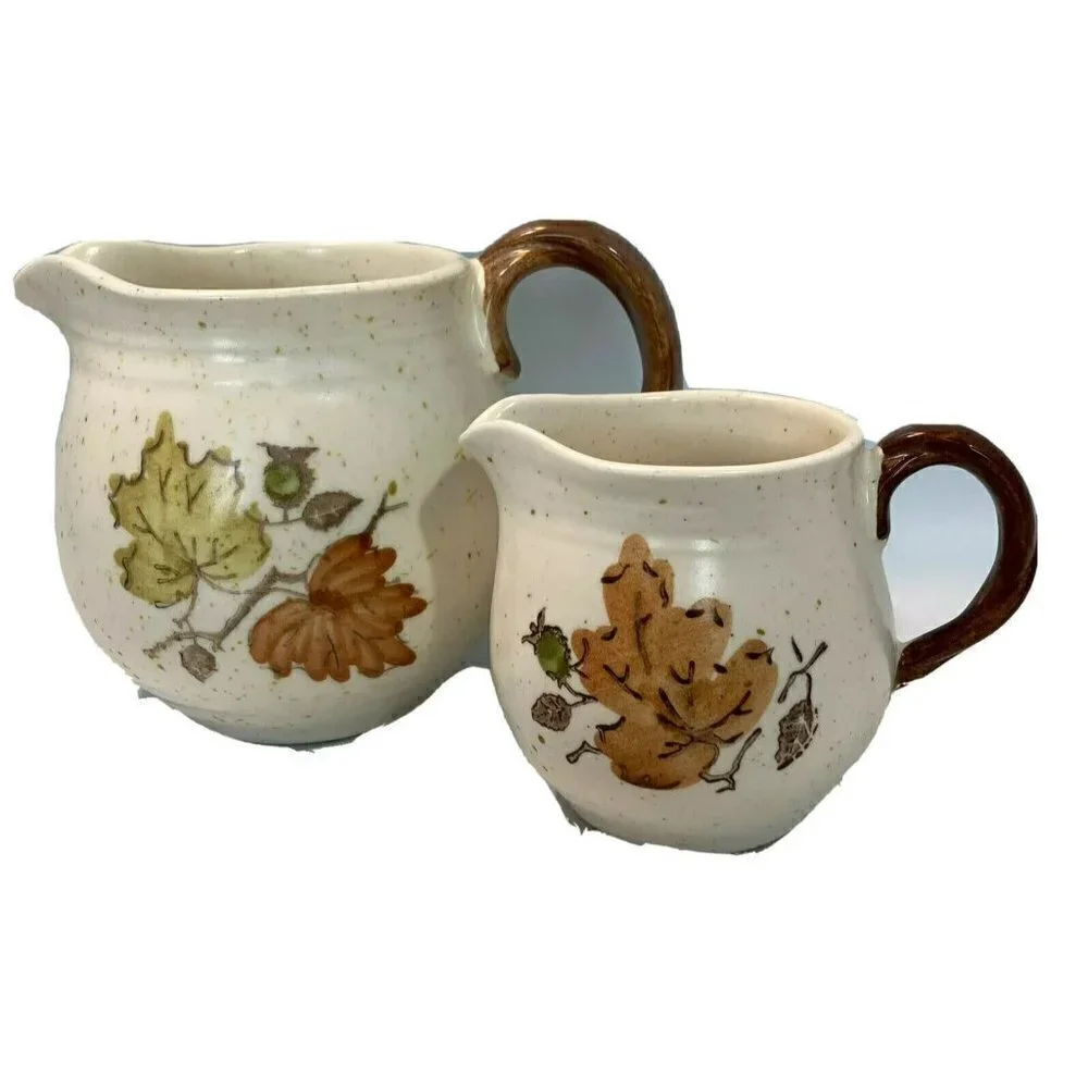 Metlox Poppy Trail Autumn Leaf Woodland Small Gravy/Sauce Pitcher & Creamer Sof2